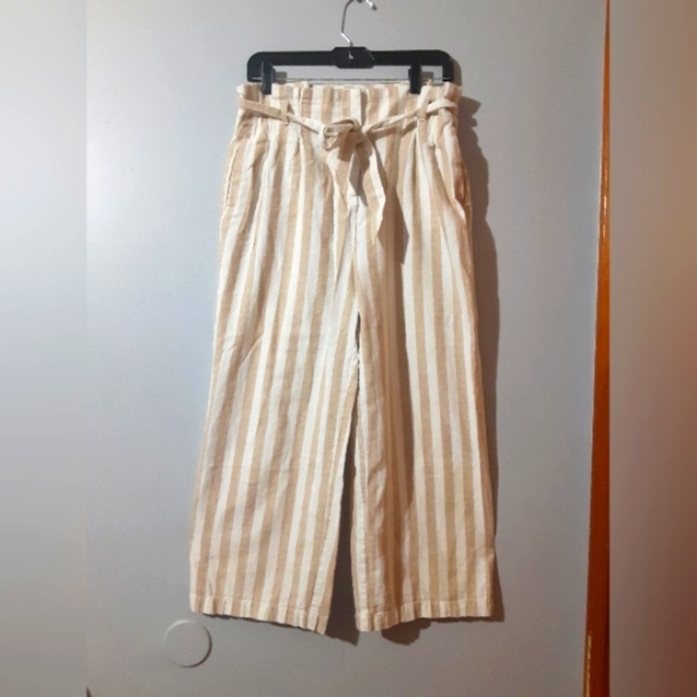 J. Crew Striped Wide Leg Pants - Cream and Brown - Picture 2 of 7